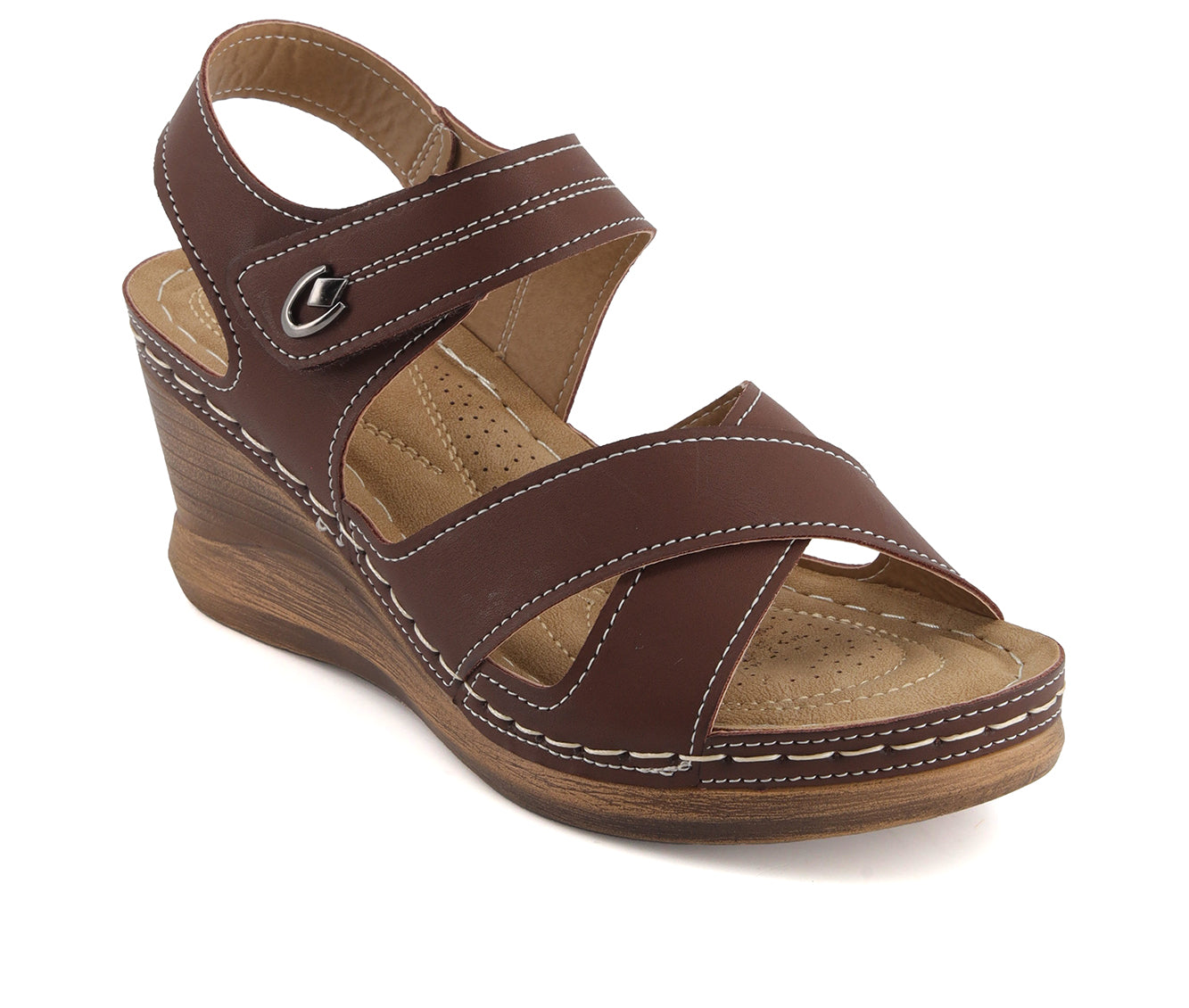 Andrea Women's Criss Cross Wedge Sandals with Comfortech Sole 83052