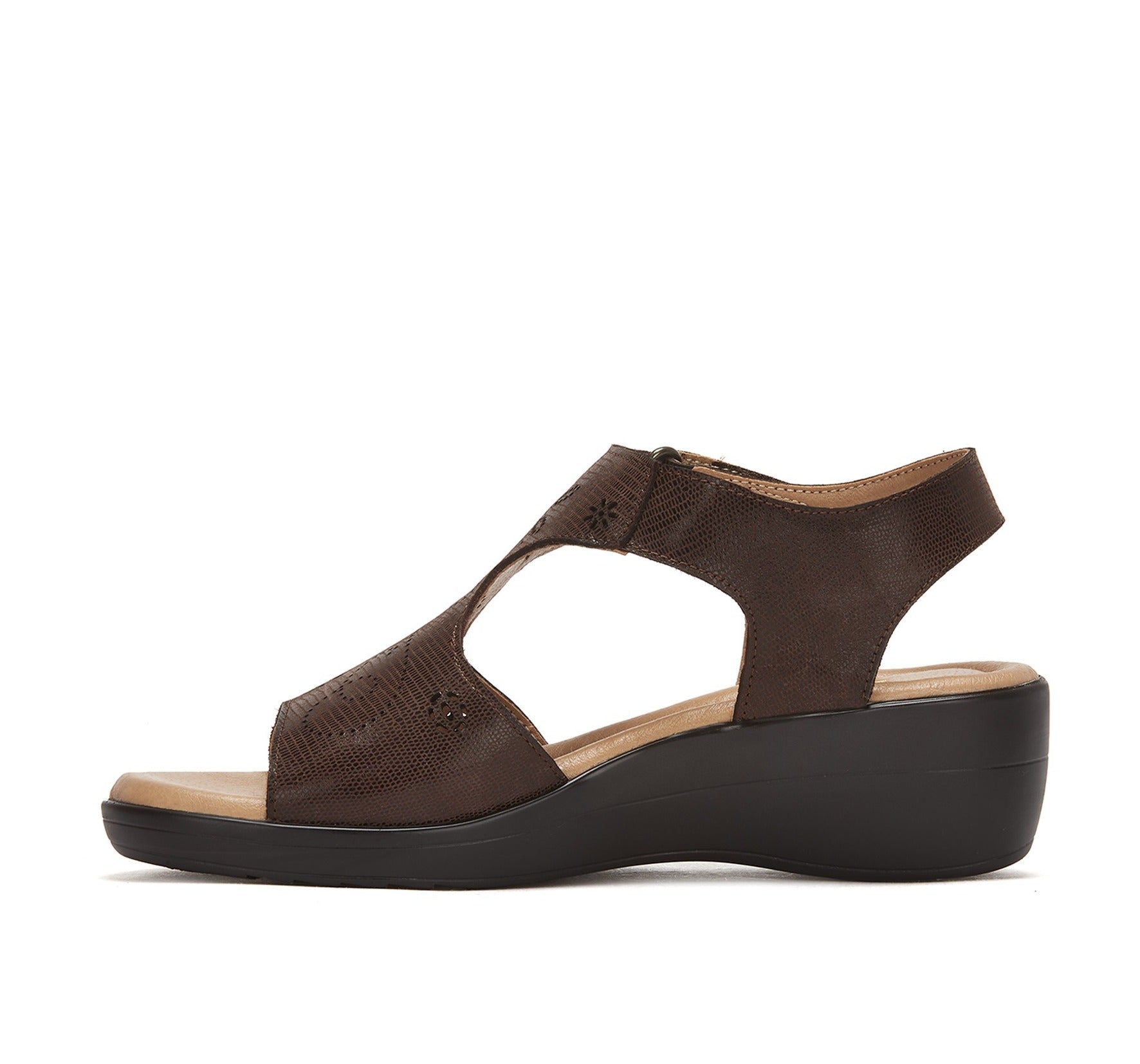 Andrea Leather Wedge Sandals With Plush Footbed 54598