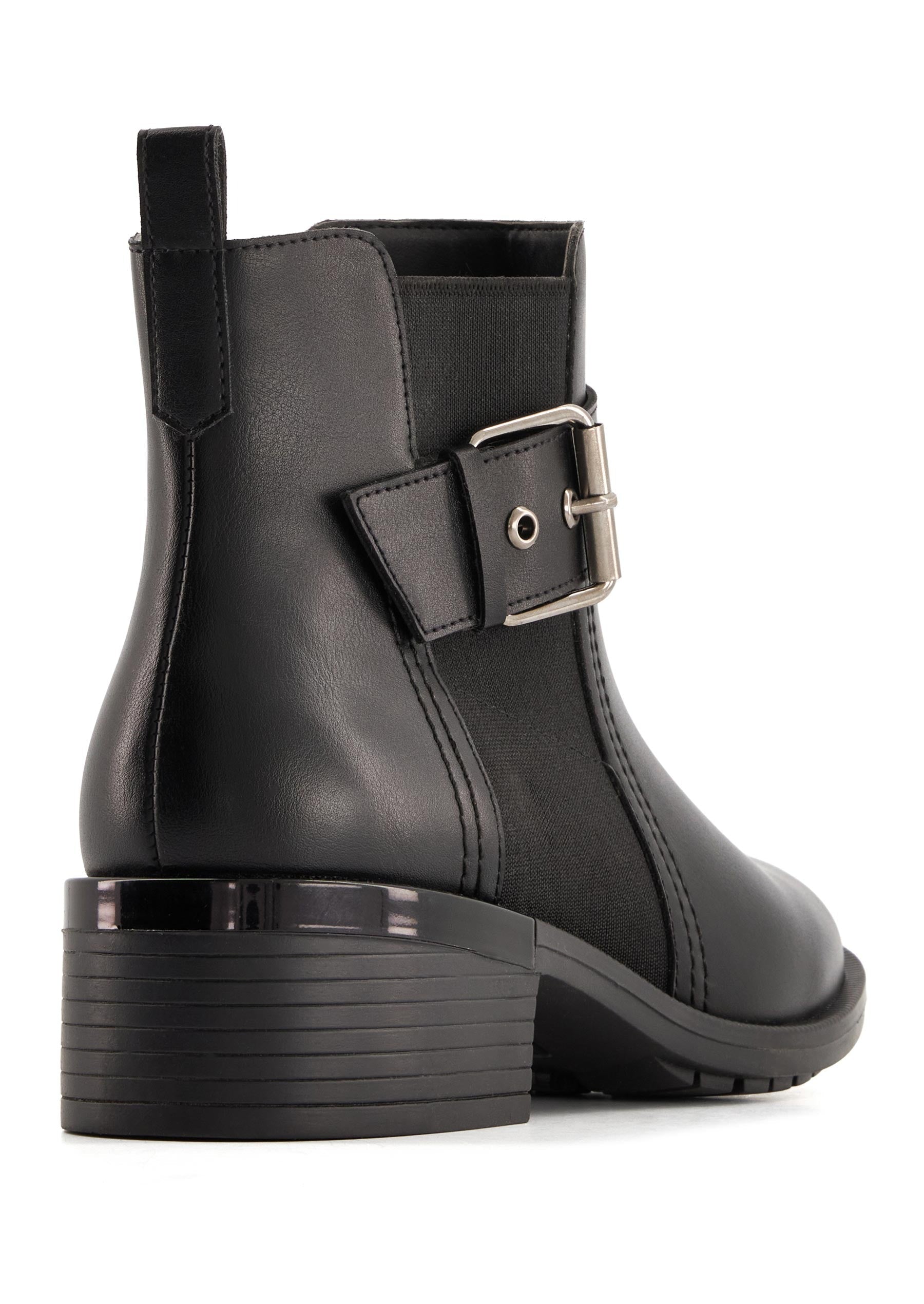 Andrea Leather Booties With Elastic Side and Buckle 73834