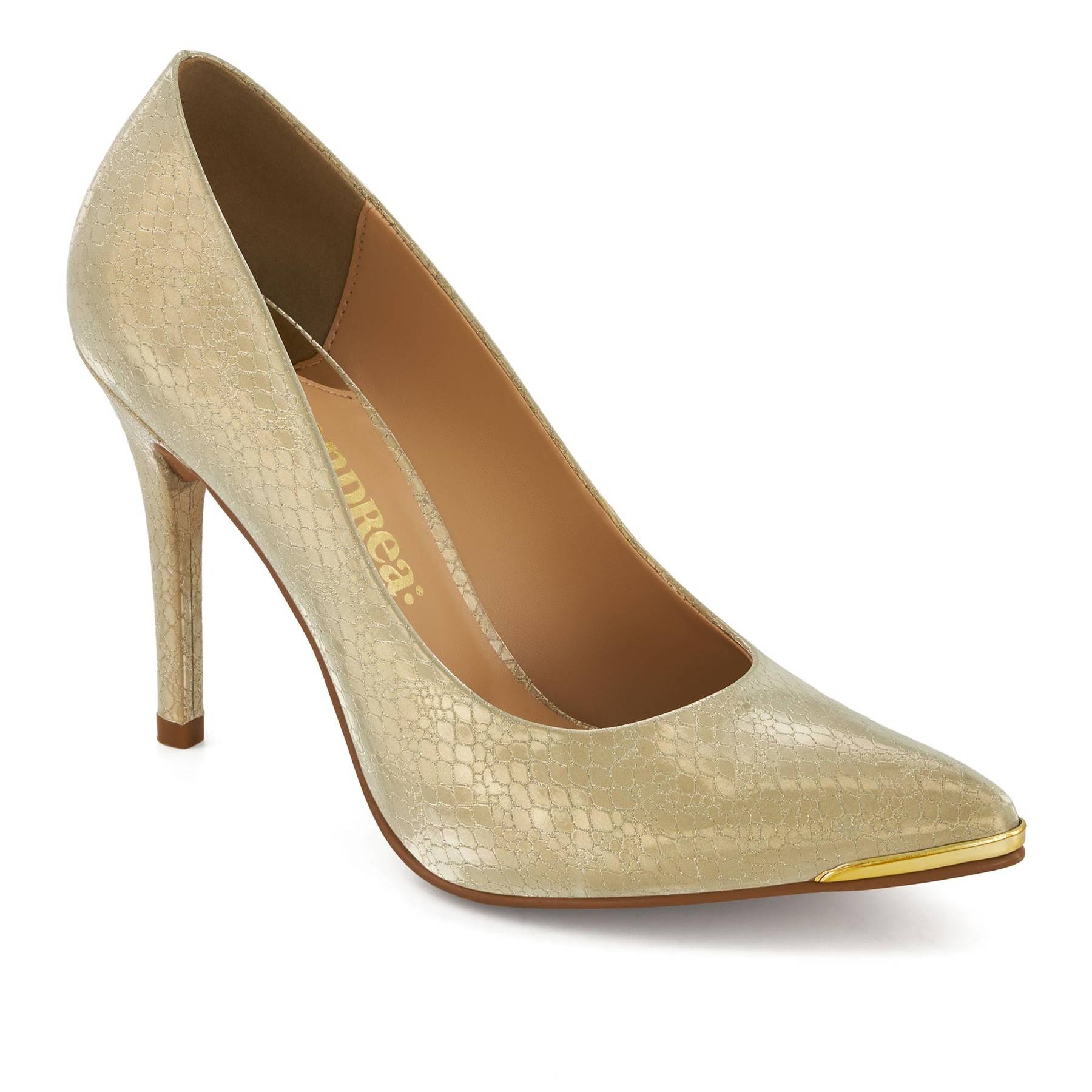 Andrea Classic High Heels With Metallic Gold Detail 74219