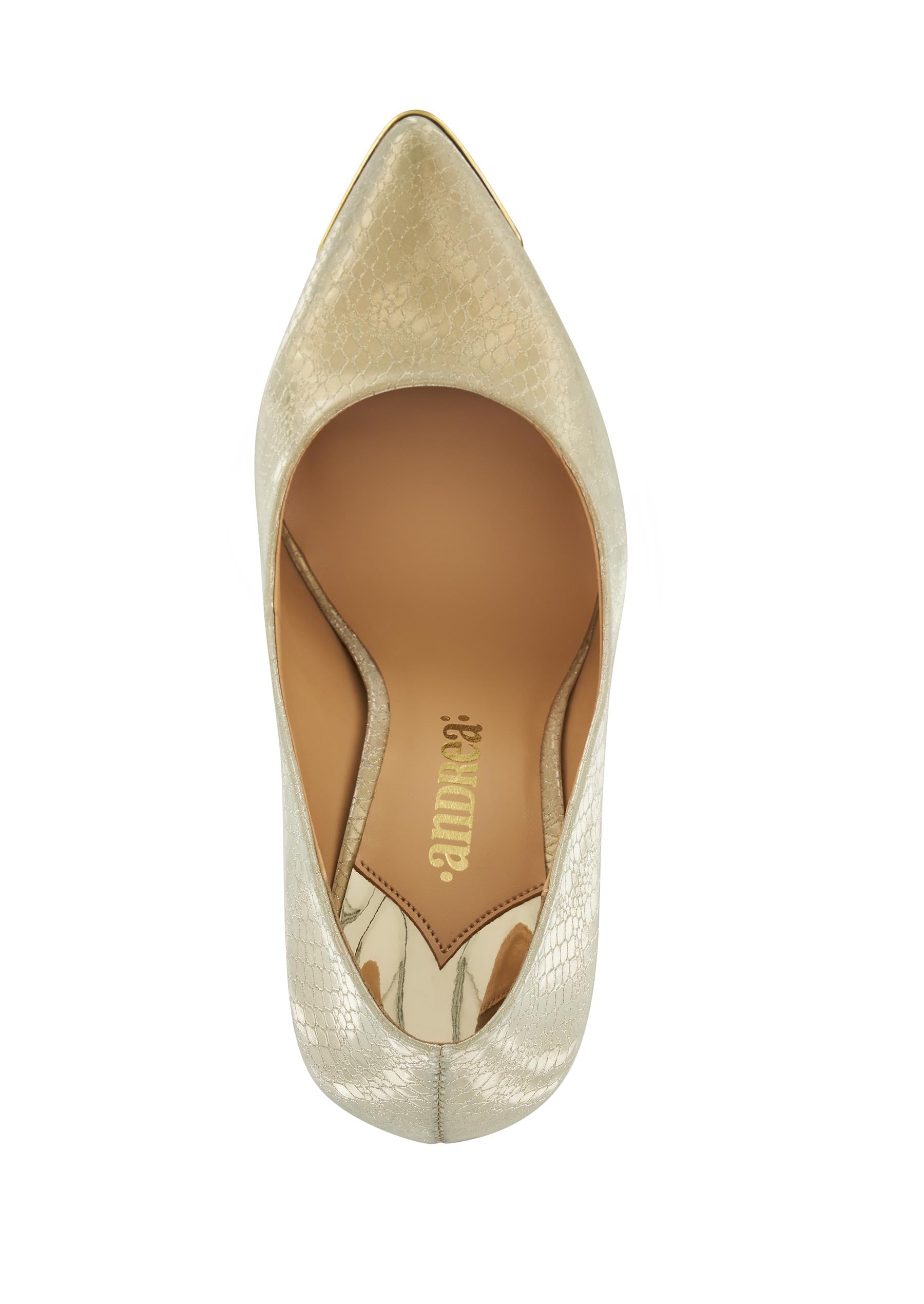 Andrea Classic High Heels With Metallic Gold Detail 74219