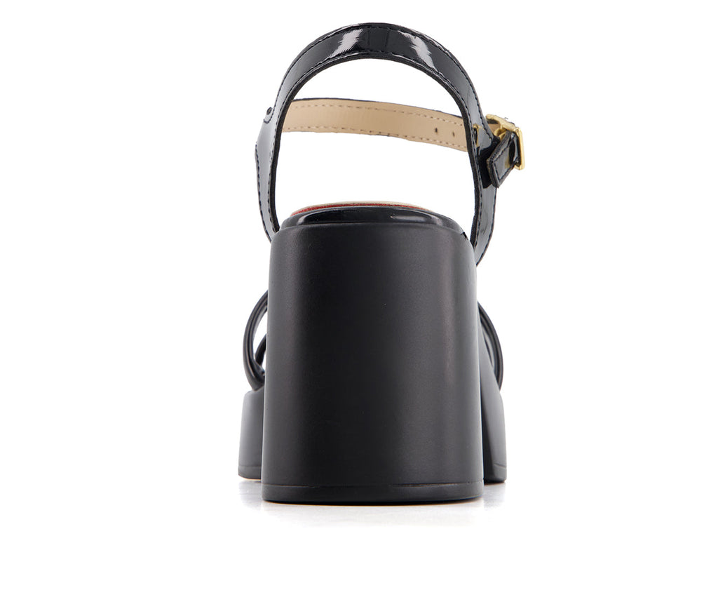 Andrea Women's Ankle Strap Medium Platform Heeled Sandals 64978 Black