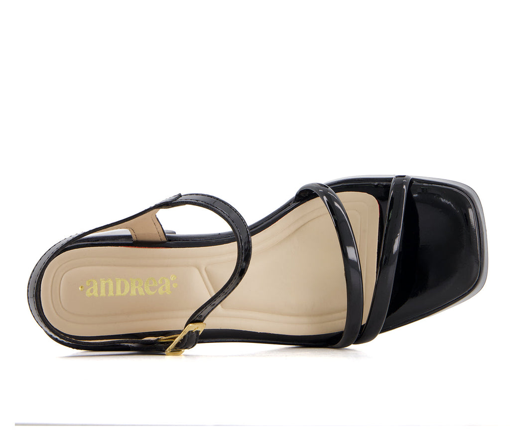 Andrea Women's Ankle Strap Medium Platform Heeled Sandals 64978 Black