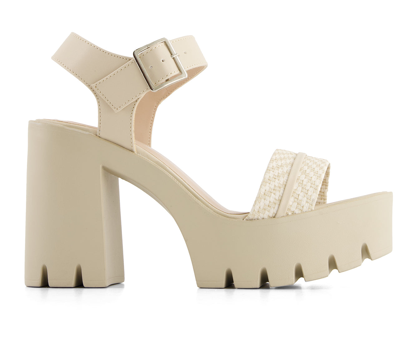 Andrea Women's Ankle Strap Serrated Sole Heeled Sandals 65028