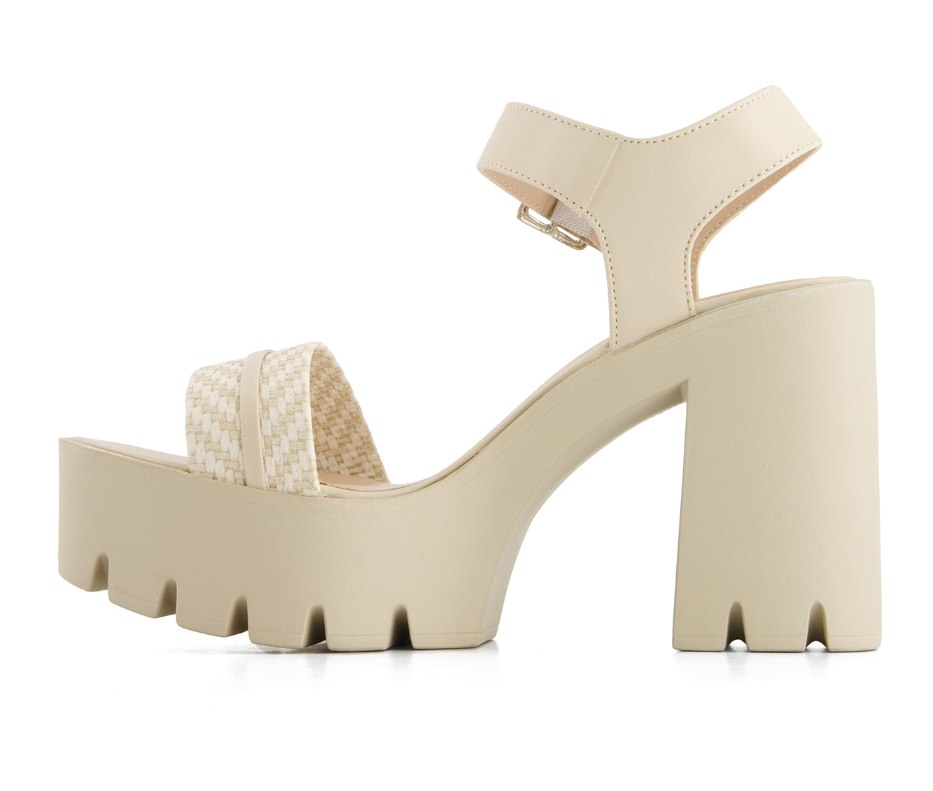 Andrea Women's Ankle Strap Serrated Sole Heeled Sandals 65028