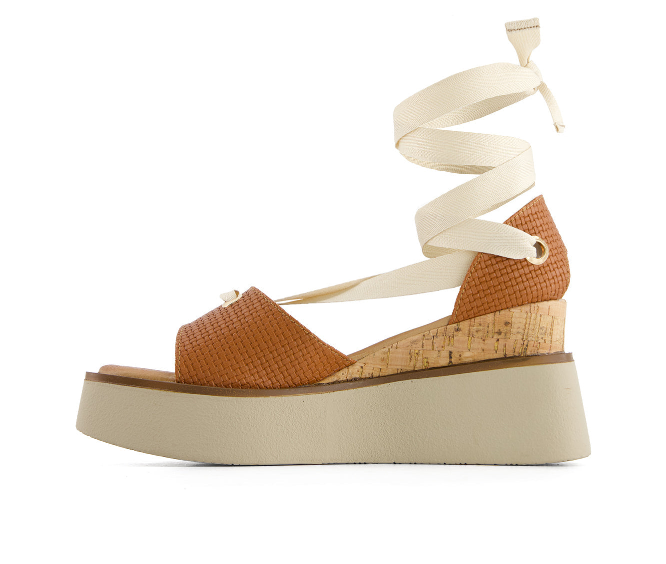 Andrea Women's Ribbon Lace Platform Wedge Sandals 65508