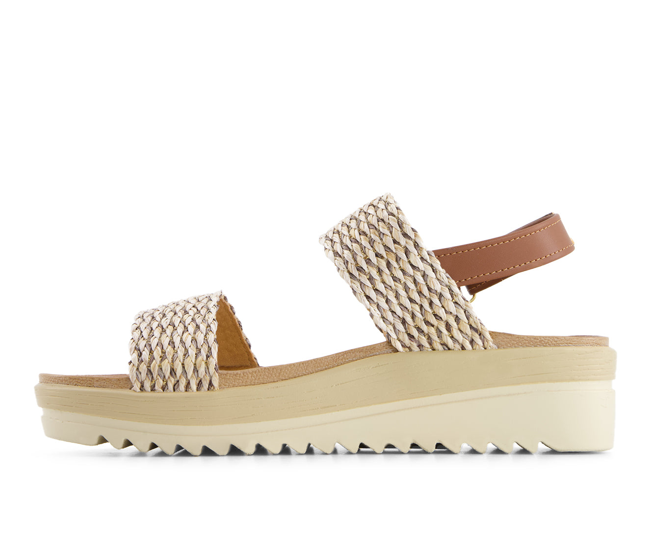 Andrea Women's Flat Sandals With Hook and Loop Sling and serrated sole 65549