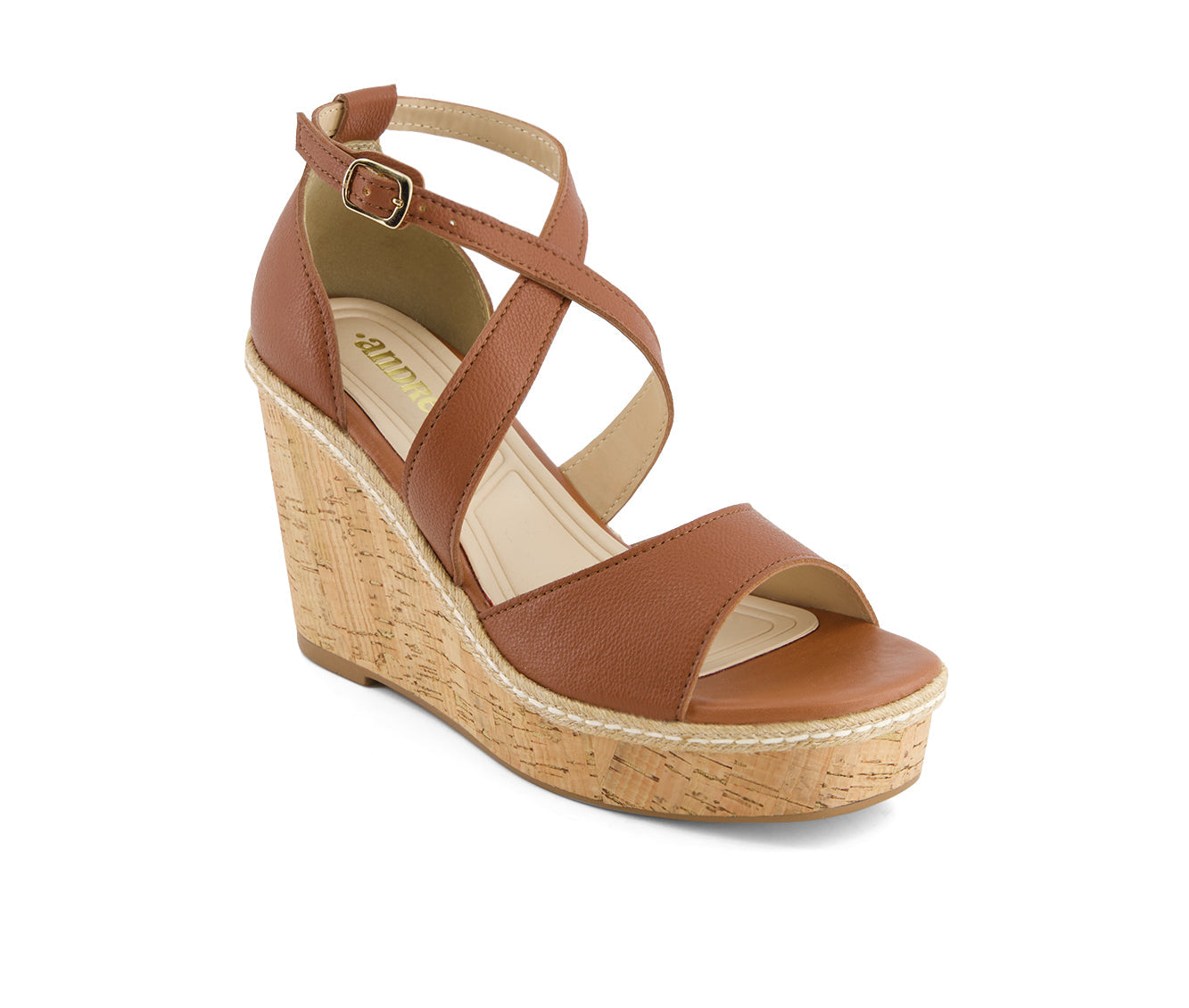 Andrea Women's Wedge Heeled Criss Cross Ankle Strap Sandals 66996