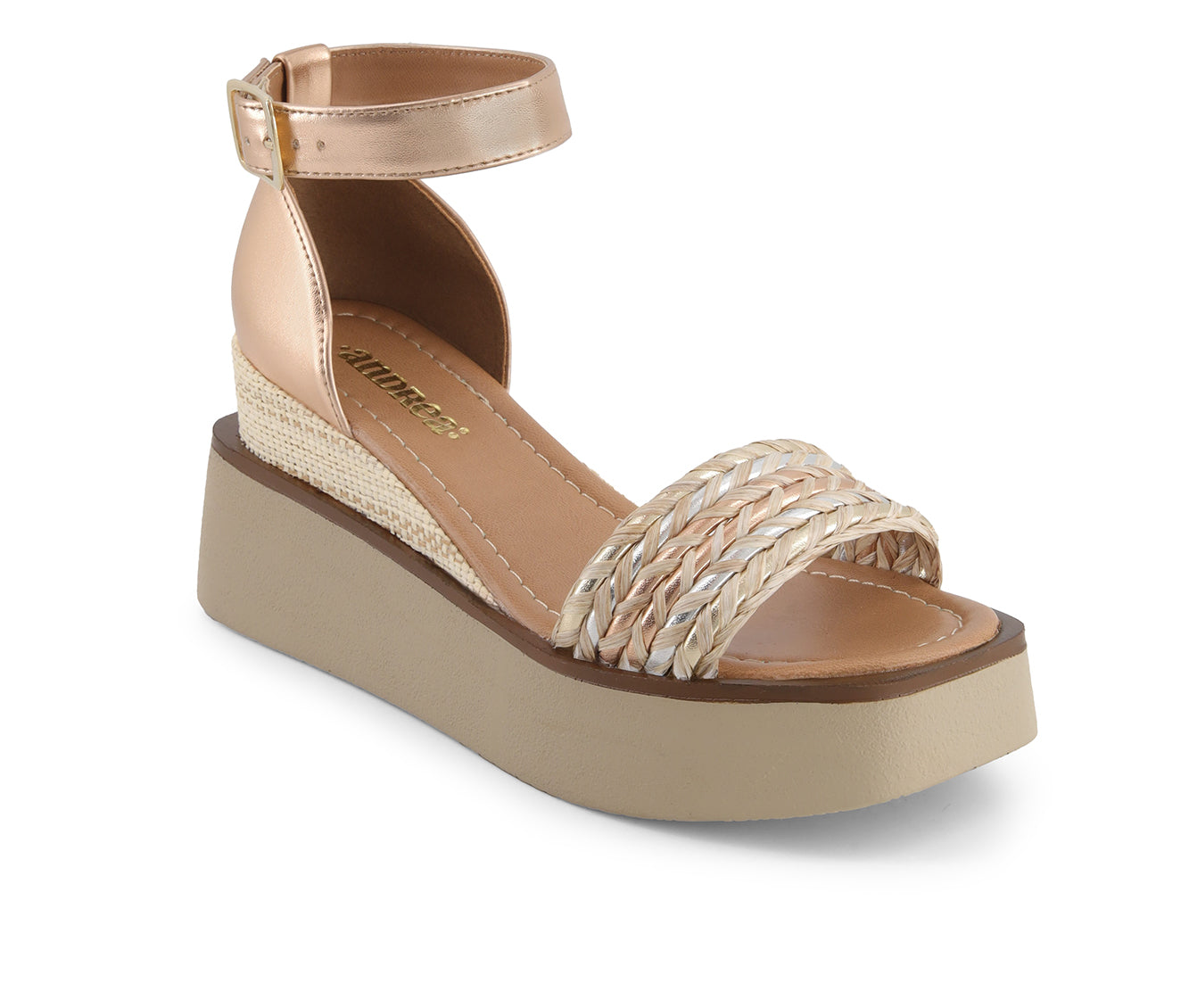 Andrea Women's Ultra Light Platform and Wedge Ankle Strap Sandals 67543