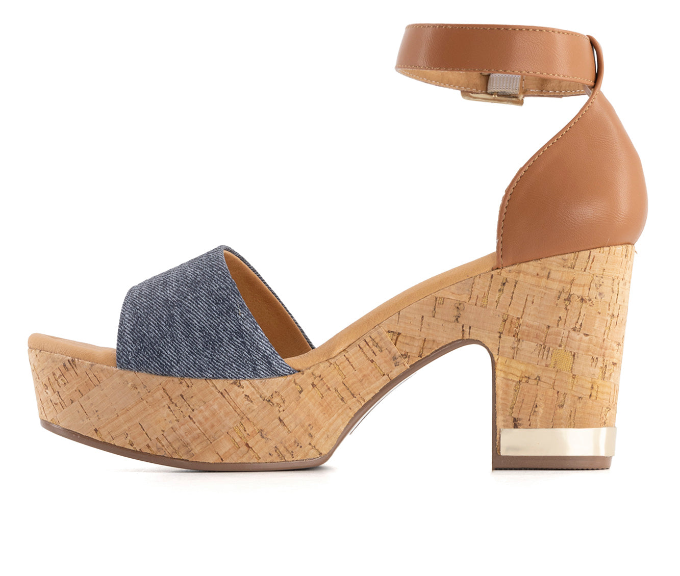 Andrea Women's Heeled Ankle Strap Sandals Denim 68037