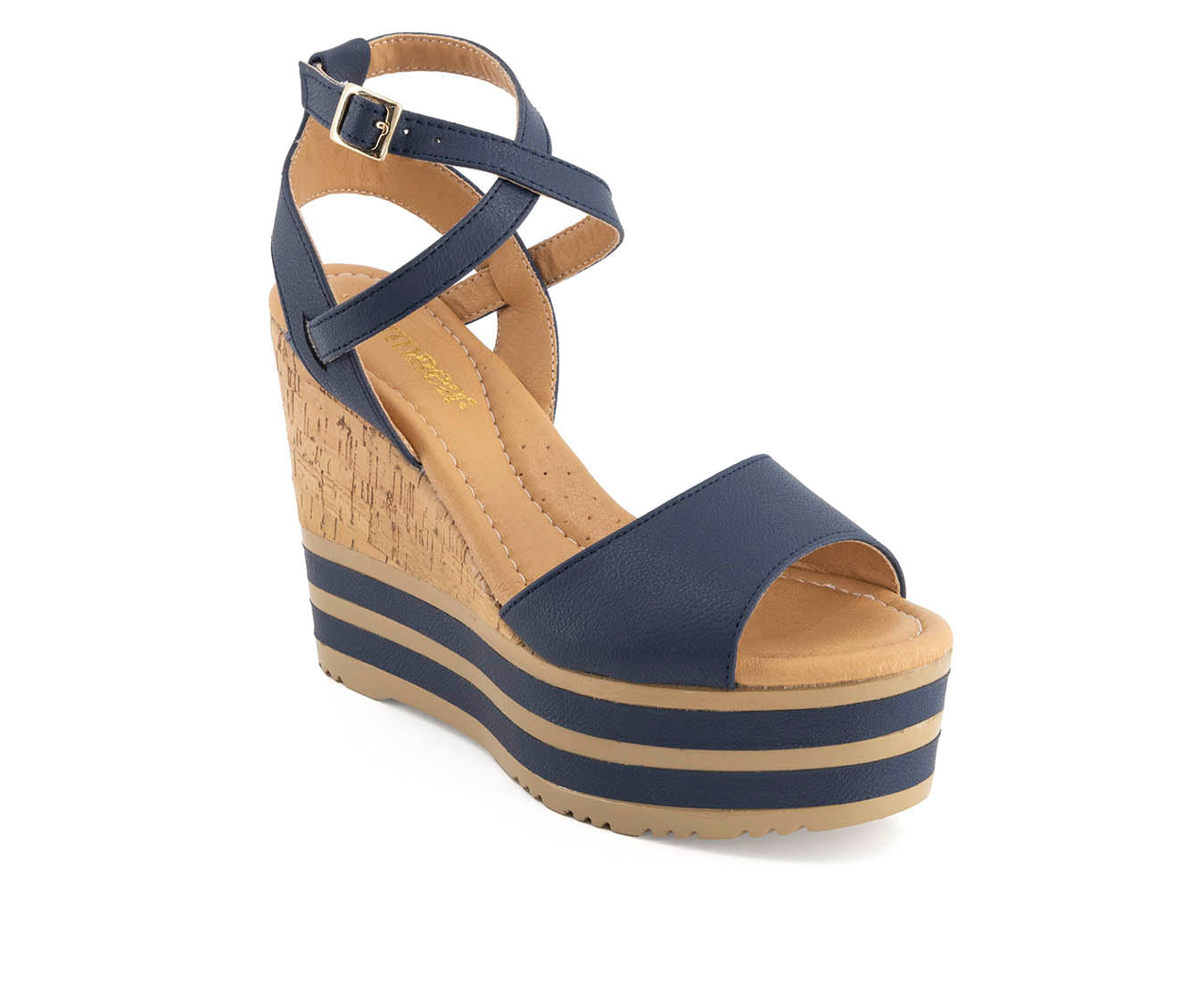 Andrea Women's Wedge Heel Ankle Strap Platform Sandals 68053