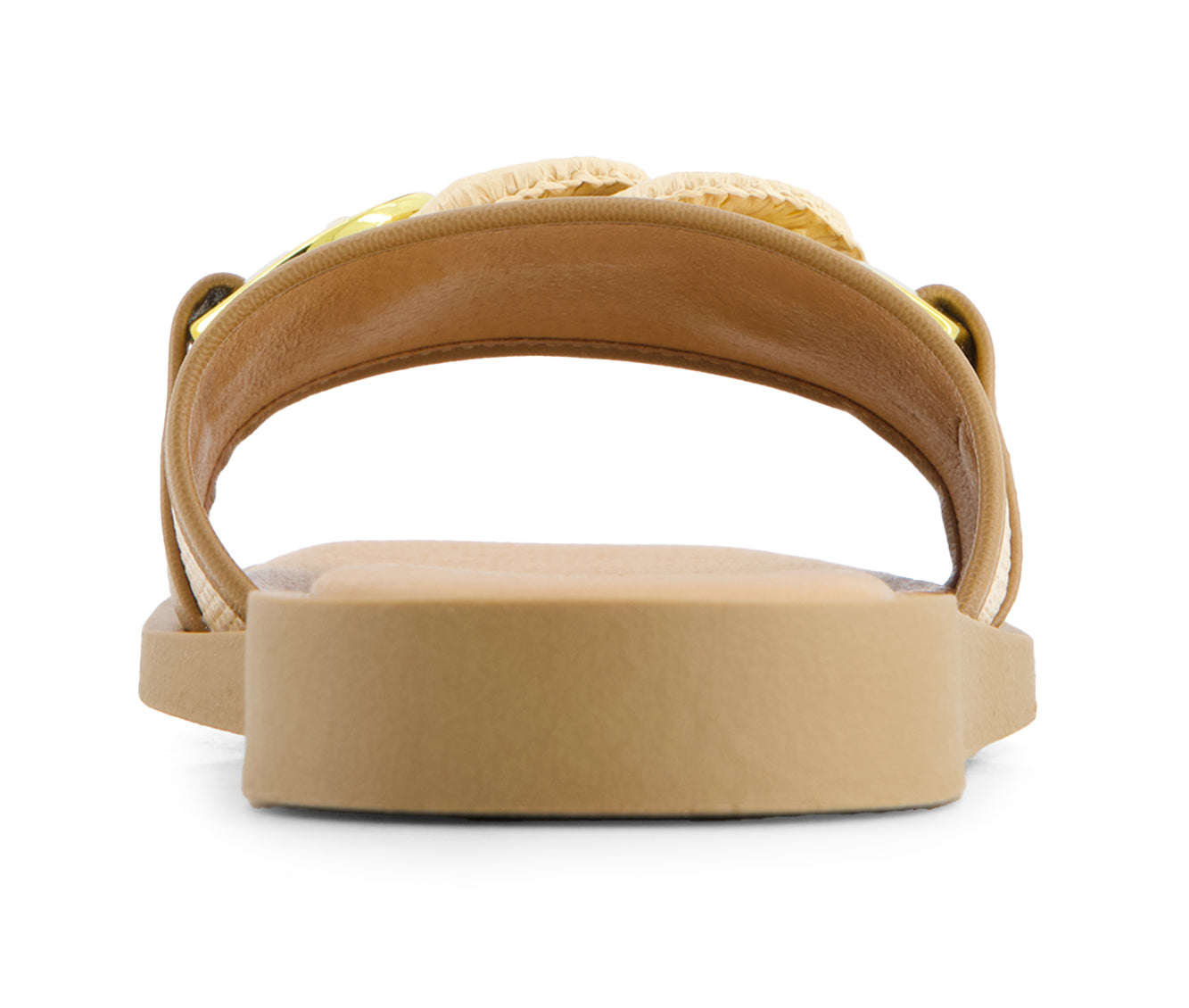 Andrea Women's Flat Sandals With Golden and Beige Charm on Textile upper 69425