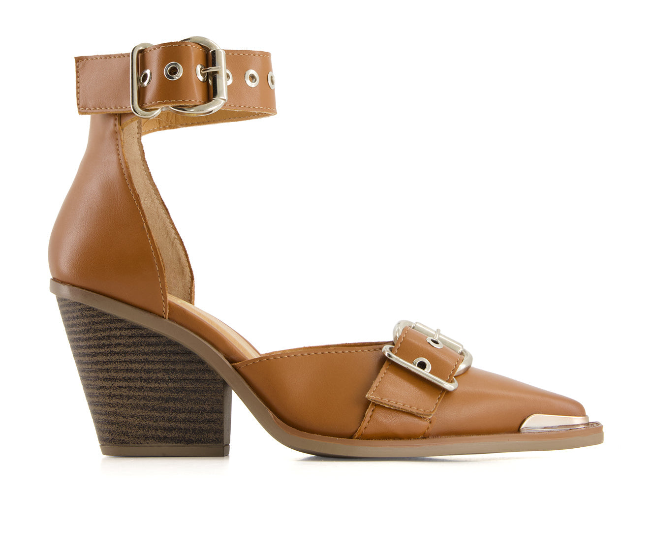 Andrea Women's Pointed Toe Riveted Ankle Strap Pumps 90660