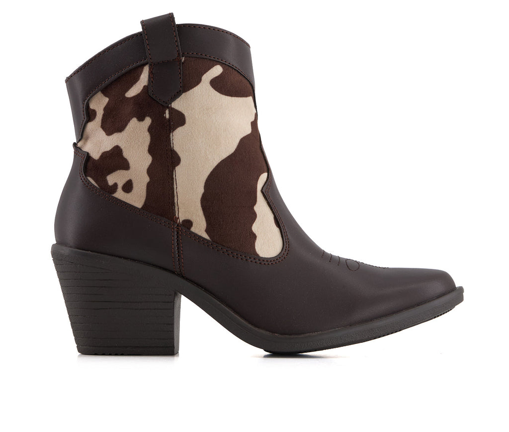 Andrea Women's Western Cow pattern Booties 90785