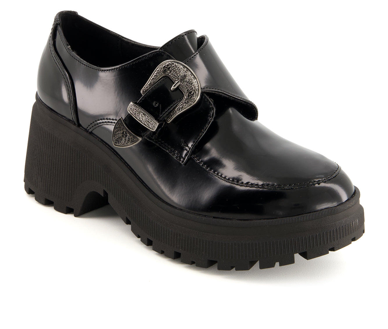 Andrea Women's Chunky Sole Heeled Patent Moccasins 90817